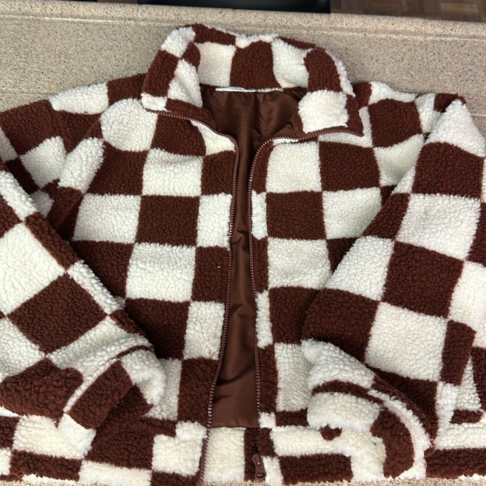 Checkered fleece jacket